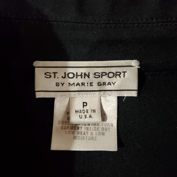 Vtg St John Sport Marie Gray Studded Zip Jacket Size P Black Stretch Pockets - Picture 10 of 14